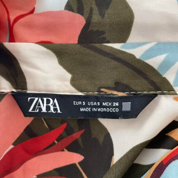 Zara Bold Floral Button Up Blouse  | Multicolor | Womens Size Small - Picture 4 of 4
